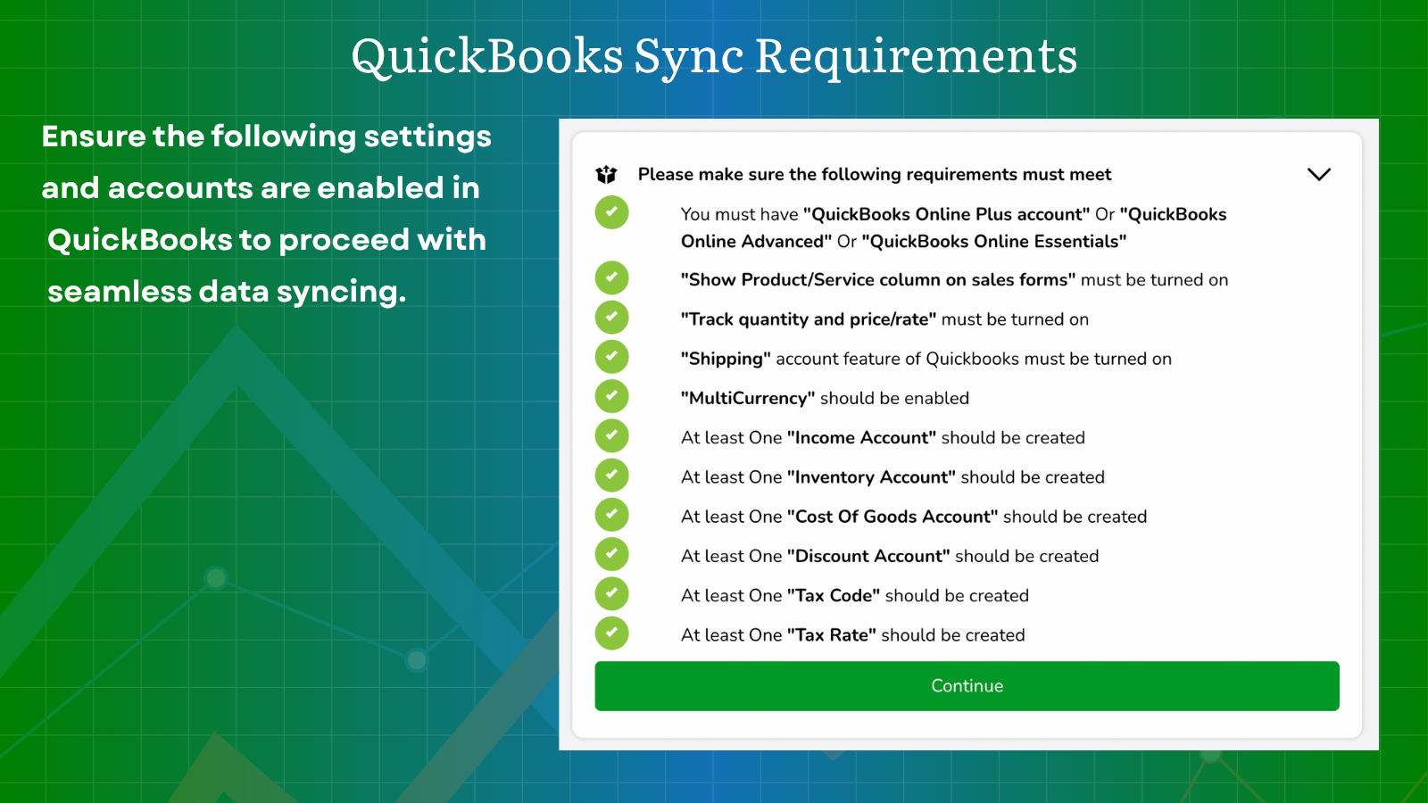 QuickBooks Sync Requirements